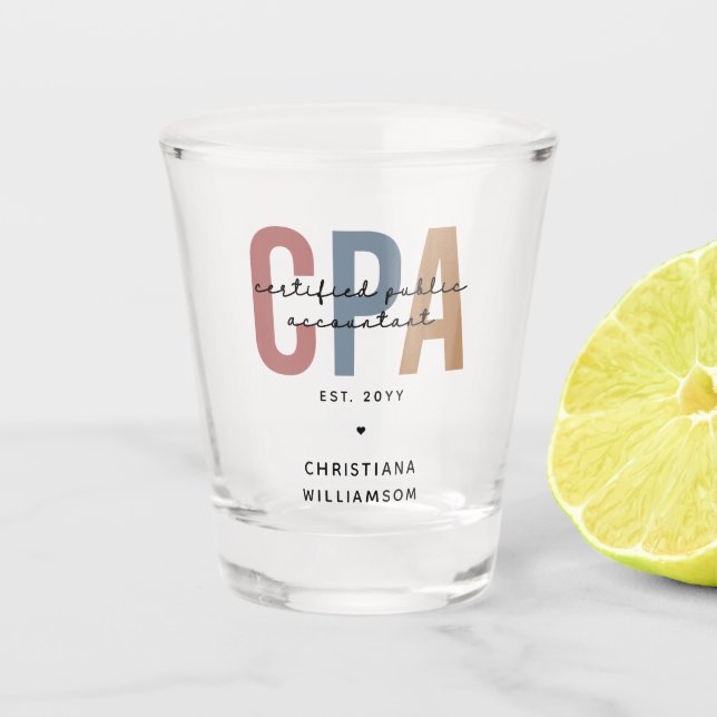 Personalized Retro CPA Certified Public Accountant Shot Glass (Front)