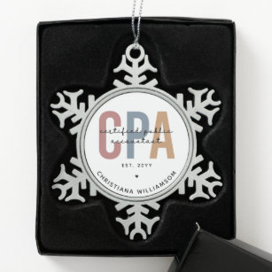 Personalized Retro CPA Certified Public Accountant Snowflake Pewter Christmas Ornament