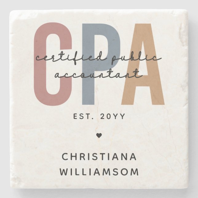 Personalized Retro CPA Certified Public Accountant Stone Coaster (Front)