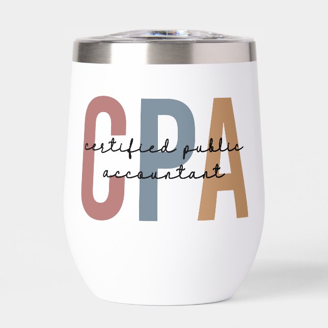 Personalized Retro CPA Certified Public Accountant Thermal Wine Tumbler (Front)
