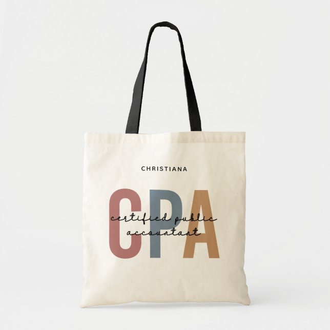 Personalized Retro CPA Certified Public Accountant Tote Bag (Front)