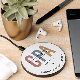 Personalized Retro CPA Certified Public Accountant Wireless Charger