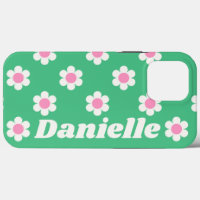Personalized Retro Daisies Pink and Green Custom