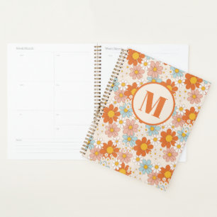 Personalized Retro Daisy Floral Monogram Planner