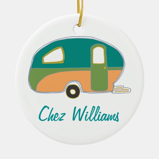 Personalized Retro Design Caravan Ornaments (Front)
