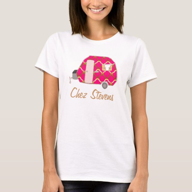 Personalized Retro Design Caravan Owner's T Shirt (Front)