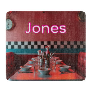 Personalized Retro Diner Glass Cutting Board