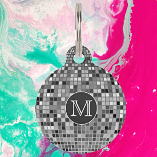 Personalized Retro Disco Ball Monogram Pet ID Tag