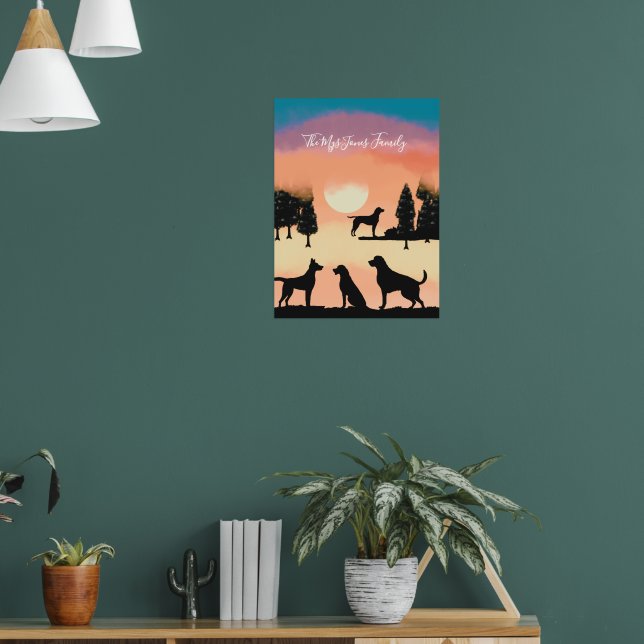 Personalized Retro Dogs in Black Holiday Trees Poster (Living Room 1)