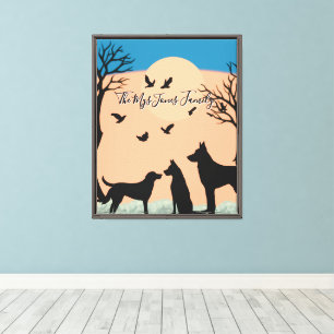 Personalized Retro Dogs in Black Trees Canvas Print