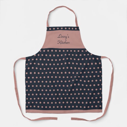 Personalized Retro Dusty Rose Polka Dotted Apron