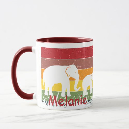 Personalized Retro Elephant 11 oz Mug
