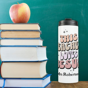 Personalized retro faith teacher appreciation thermal tumbler