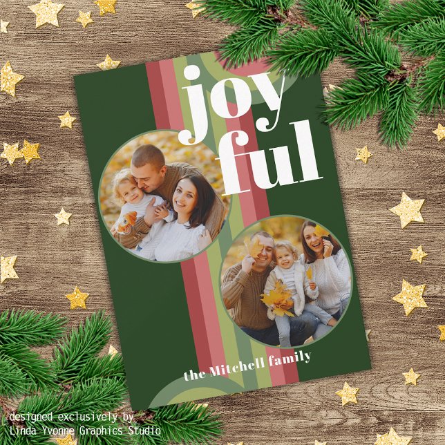 Personalized Retro Family Photo On Art Pattern Holiday Card (Creator Uploaded)