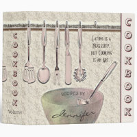 Personalized Retro Family Recipe Cookbook 3 Ring Binder