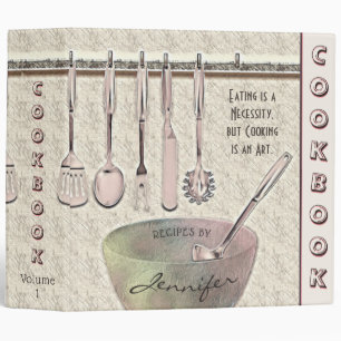 Personalized Retro Family Recipe Cookbook 3 Ring Binder
