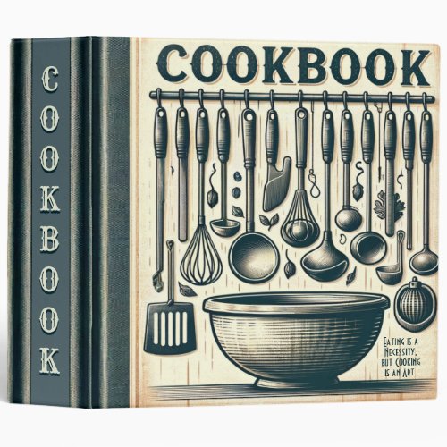 Personalized Retro Family Recipe Cookbook 3 Ring Binder
