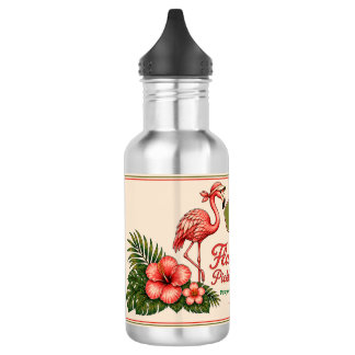 Personalized Retro Flamingo Pickleball Water Bottl Stainless Steel Water Bottle