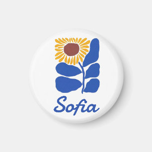 Personalized Retro Floral Daisy Custom Name Gift Magnet