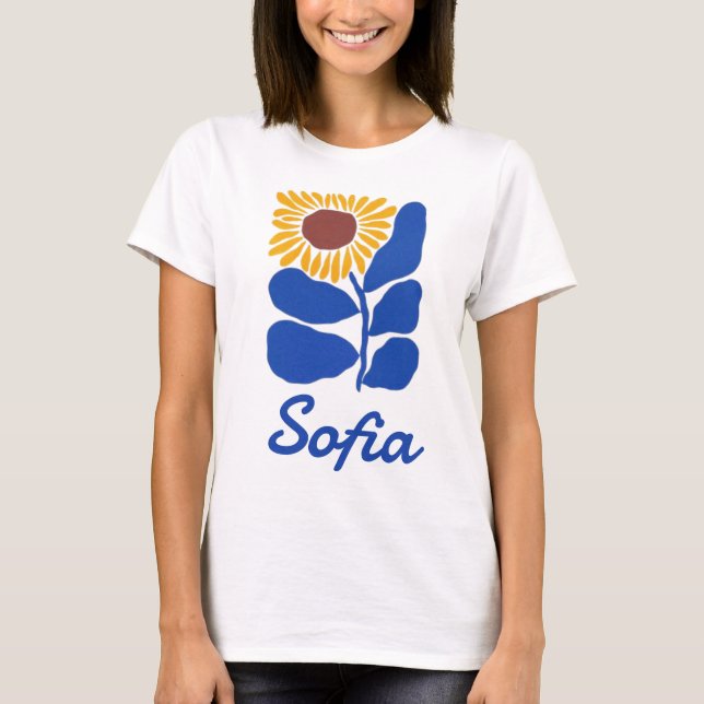 Personalized Retro Floral Daisy Custom Name Gift T-Shirt (Front)