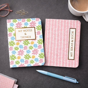 Personalized Retro Floral Gold Foil Notebook Set