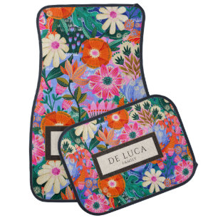 Personalized Retro Floral Pattern Car Floor Mat