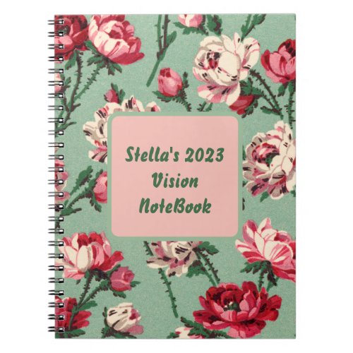 Personalized Retro floral Vision notebook 2023