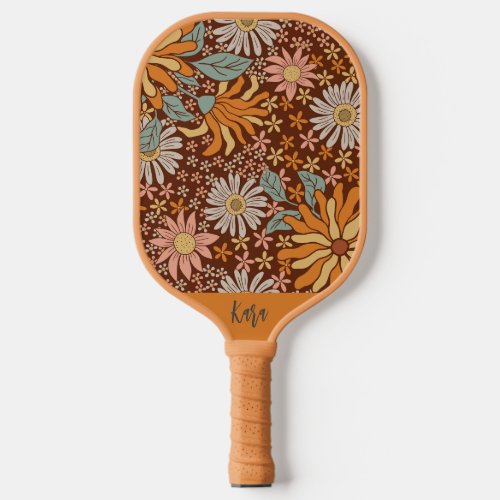 Personalized Retro Flower Pickleball Paddle