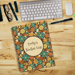 Personalized Retro Flower Power Spiral Journal