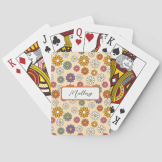 Personalized Retro Flowers Classic Playing Cards