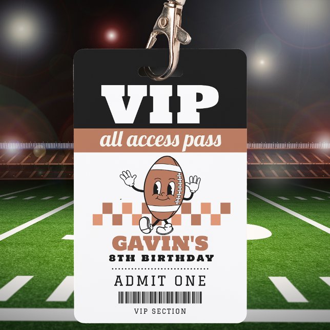 Personalized Retro Football Birthday Party Favor Badge (Creator Uploaded)