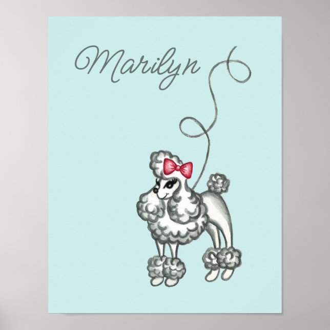Personalized Retro French Poodle Poster Art (Front)
