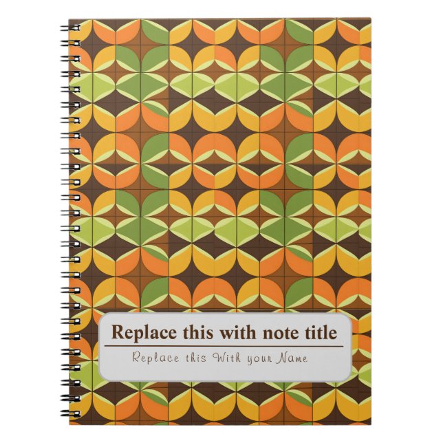 Personalized Retro Funky Orange-Avocado Green Notebook (Front)