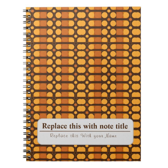 Personalized Retro Funky Orange-Brown Notebook (Front)