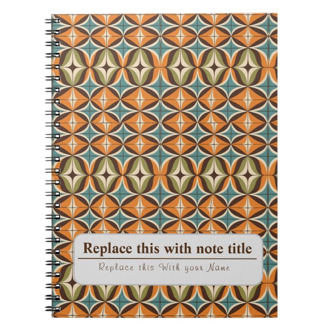 Personalized Retro Funky Orange-Brown  Notebook (Front)