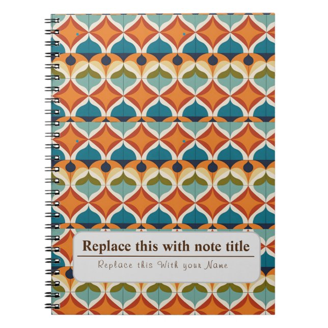 Personalized Retro Funky Orange-Teal Notebook (Front)