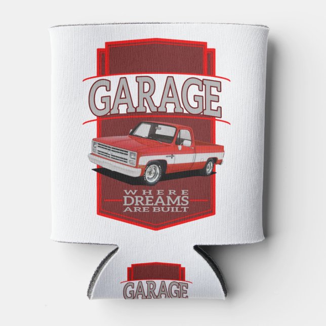 personalized retro garage c10 can cooler (Front)