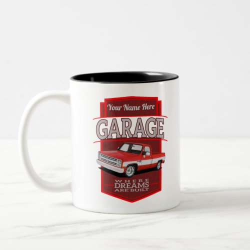 personalized retro garage c10 Two_Tone coffee mug