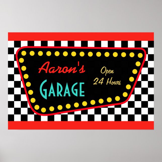 Personalized Retro Garage Sign Poster  (Front)