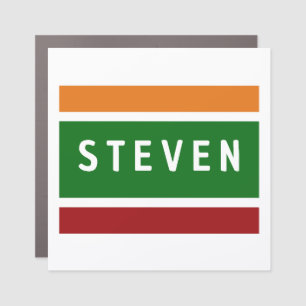 Personalized Retro Gas Station Name Auto Stripe Car Magnet