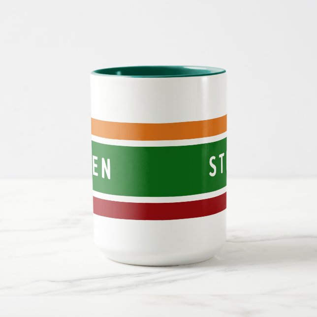 Personalized Retro Gas Station Name Coffee Gift Mug (Center)