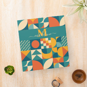 Personalized Retro Geometric Colorful  3 Ring Binder