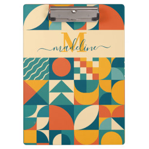 Personalized Retro Geometric Colorful Clipboard