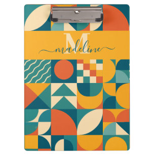 Personalized Retro Geometric Colorful  Clipboard