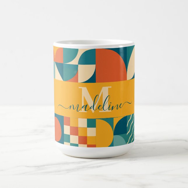 Personalized Retro Geometric Colorful  Coffee Mug (Center)