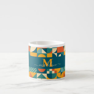 Personalized Retro Geometric Colorful  Espresso Cup