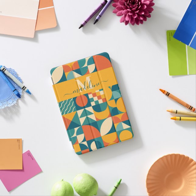 Personalized Retro Geometric Colorful  iPad Mini Cover (In Situ)