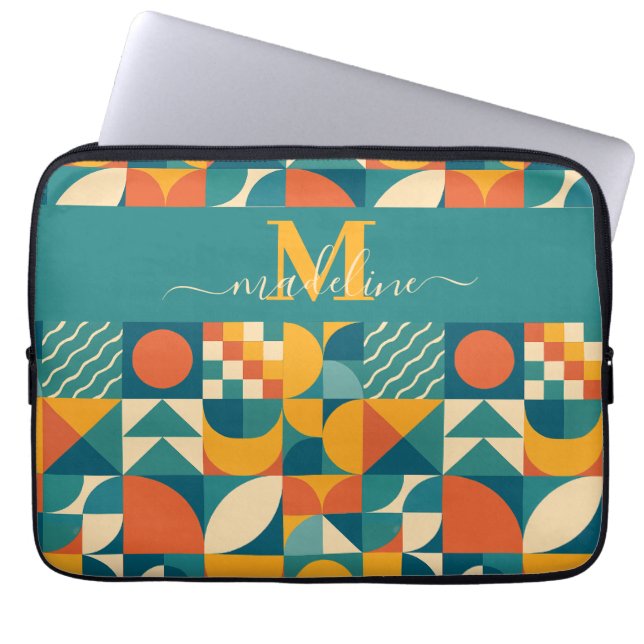 Personalized Retro Geometric Colorful  Laptop Sleeve (Front)