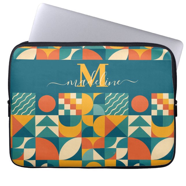 Personalized Retro Geometric Colorful  Laptop Sleeve (Front)