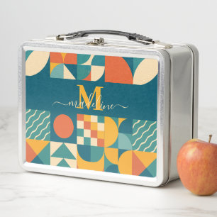 Personalized Retro Geometric Colorful Metal Lunch Box